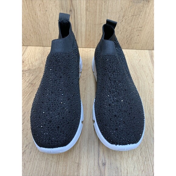 Azalea Wang DLamonds Sock Sneaker ShoesWomen's Size 7 Black Rhinestones Slip On - Picture 4 of 16